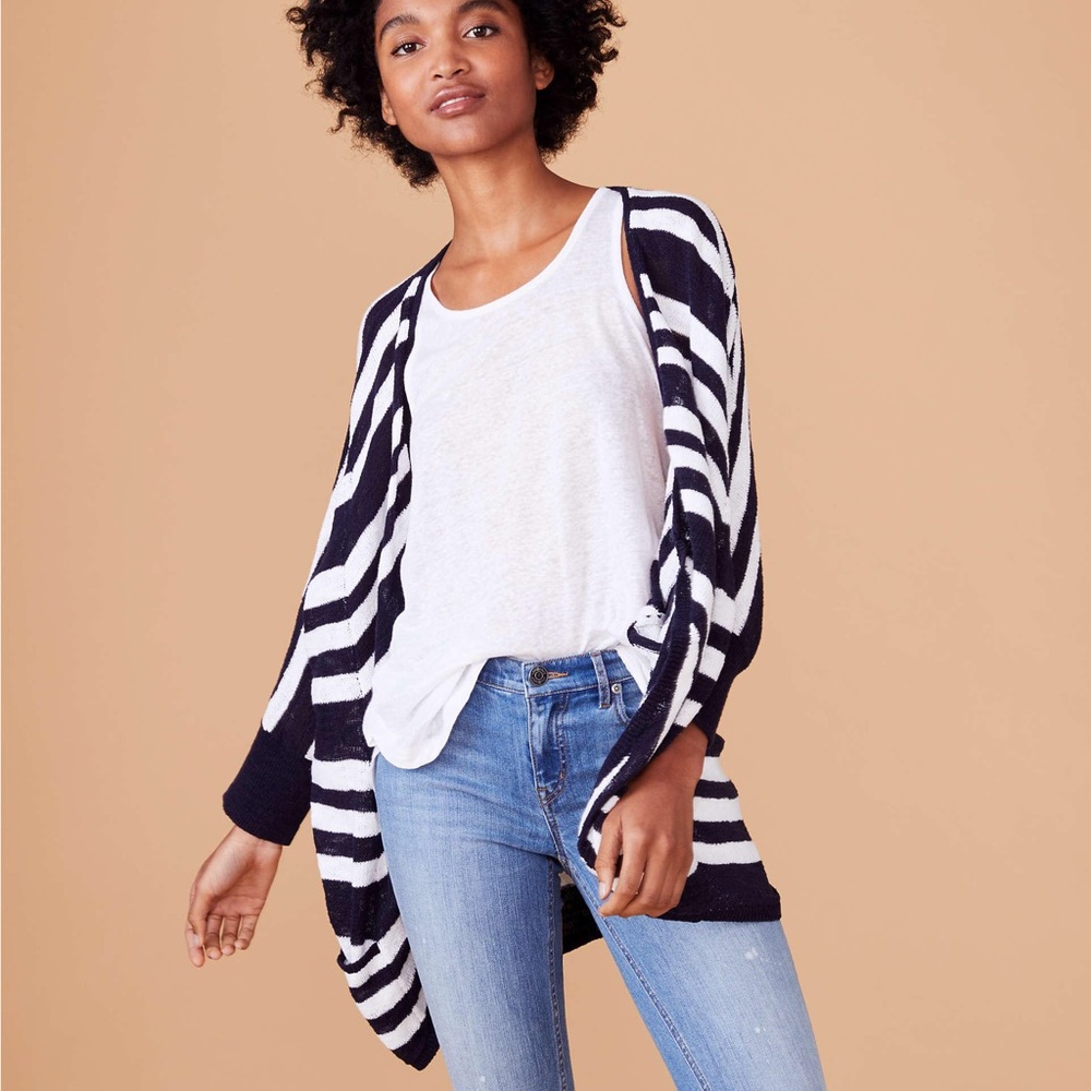 Lou & Grey Navy Striped Cardigan